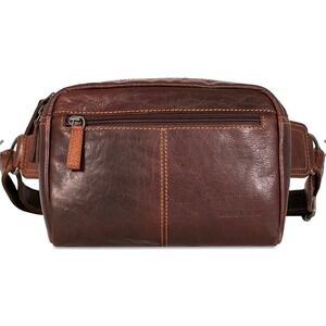 Jack Georges Large Travel Belt Bag  Leather Fanny Pack Brown 7109 One Size